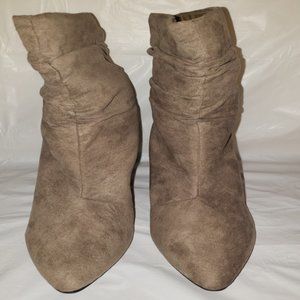 Women's Taupe/Khaki Faux Suede Scrunch Booties